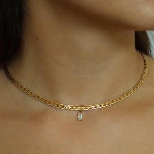 18K GOLD FILLED Vintage Style Gemstone Women Choker Necklace Gold Jewelry Waterproof Necklace Anti Tarnish Zircon Necklace Gift For Women image 1