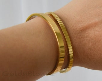 Gold gefüllter Armreif-Manschetten-Diamant-Armband-Kristall Zirkon gelegt Armbänder Set Geschenk für sie Minimalist Schmuck WASSERDICH kundenspezifische personalisierte