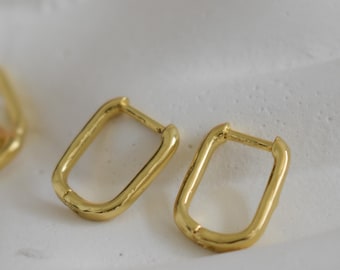 Gold Filled Huggies Earrings · Emerald Zircon Crystal White Drop Earrings · Elegant Hoop Handmade Waterproof Minimalist Her Woman Best Gift