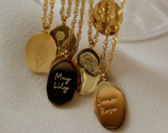 Gold Birth Flower Necklace, Floral Necklace, Gold Pendant Necklace, Zodiac Necklace, Birth Month Womens Gold Necklace, Waterproof Jewelry