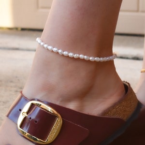 Pearl Anklet, Gold Filled Anklet, Women Anklet, Herringbone Anklet, Gold Filled Chain Anklet, Body Jewelry