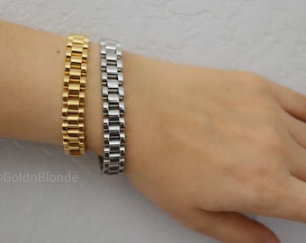 18k Gold Watch Band Bracelet Waterproof Watch Jewelry Women Bracelet Men Bracelet Gift for Her for Him Best Friend Personalized Lover Gift