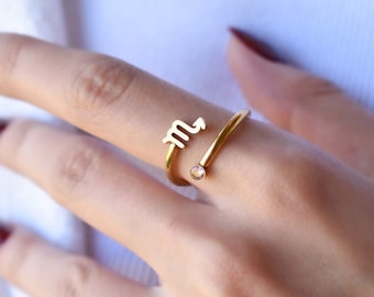 Gold Zodiac Scorpio Virgo Rings • Pisces Birthstone Ring Daily Stacking Ring • Adjustable Rings  • Gemstone  Zodiac Jewelry • Birthday Gifts