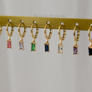 Gold FILLED Hoop Earrings Colorful Zircon Charms - Herringbone Chain Necklace Gold Charm Snake Necklace Her Gold Necklace Waterproof Jewelry