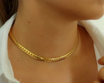 Gold Filled Vintage Style Snake Chain Gold Jewelry Herringbone Choker Necklace Bamboo Chain WATERPROOF Jewelry Herringbone Chain Non Tarnish