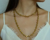 18K Gold Coffee Bean Necklaces - Women and Men Punk Hip Hop