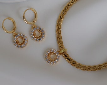 Gold gefüllt Smiley Gesicht Halskette Lächeln Gesicht Ohrringe Set - wasserdicht kein Anlaufen Schmuck Gold Vintage Style Schmuck Geschenk für ihre Tochter