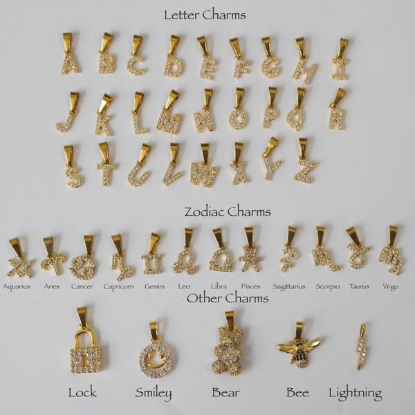 Add on Gold Filled Charms Pendants for Necklace Bracelet Anklets Jewelry 18k Anti Tarnish Waterproof Minimalist Charm with Crystal Stones