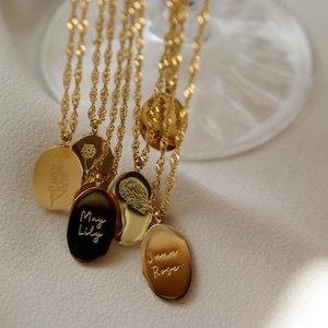 Gold Filled Birth Flower Necklace, Floral Necklace, Birthday Necklace, Zodiac Necklace, Birth Month Christmas Women Gift, Waterproof Jewelry