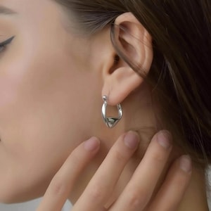 Silver Smooth Twisted Hoop Dangle Earrings Non Tarnish Jewelry Lifetime WATERPROOF Earrings Christmas Mother Mom Friend Sister Gift for Her