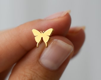 Rose Gold Stud Earrings Butterfly Studs Gold Filled Kids Earrings Stud Earrings WATERPROOF Women Jewelry Dainty Small Minimalist Earrings