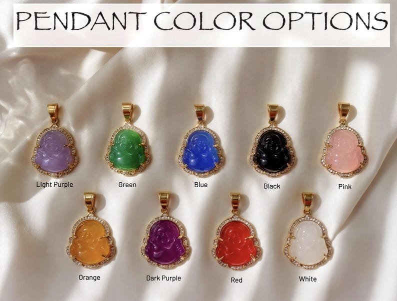 a collection of pendant designs, each with a different color and shape, arranged in a grid.