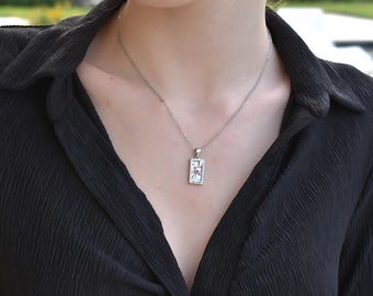 Silver Tarot Love Heart Pendant Necklace · Sterling Silver Women Necklace Card Reading Couple Psychic Oracle Empress Celestial Spell Jewelry