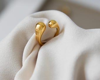 Gold Statement Adjustable Rings Chunky Open Finger Rings Gold Jewelry Anti Tarnish Rings Stainless Steel Ring - Can Engrave Inside the Ring