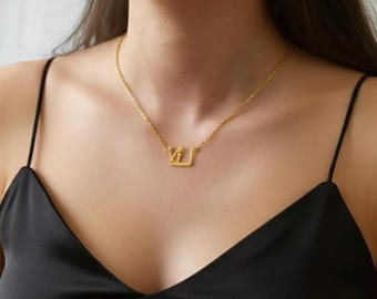Arabic Font Gold Custom Necklace, Persian Urdu Handwriting Name Necklace, Gold Filled Chain, Personalized Handmade Jewelry Gift Christmas