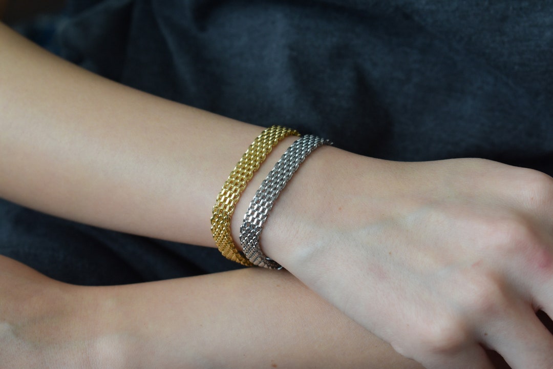 18k Gold or Silver Watch Band Chain Bracelet Set Jewelry Bracelets