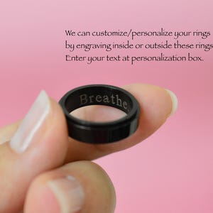 Breathe Fidget Spinner Rings Silver Fidget Rings Black Engraving Laser Machined Engraved Custom Personalized Rings Waterproof Christmas Gift