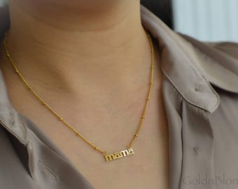 18K Gold Mama Pendant Necklace Gold Charm Gift For Mom Mother In Law Personalized Custom Gift Waterproof Necklace Mother's Gift