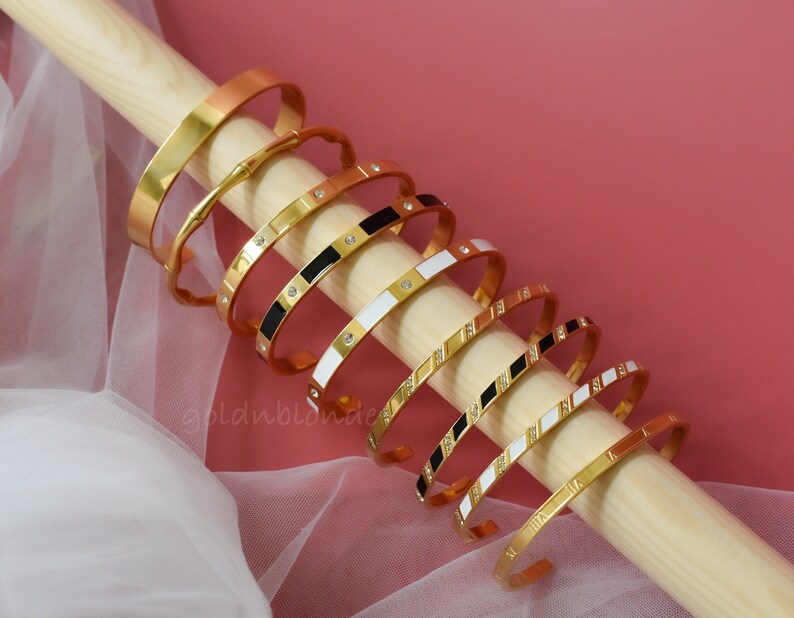 Gold FILLED Cuff Bracelet Adjustable Bangle Bracelet Black Etsy