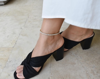 Gold Crystal Baguette WATERPROOF Summer Anklet Ankle Bracelet Payal Women Mens Body Jewelry Zircon Stone Filled Set Non Tarnish Friend Gift