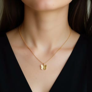 18K Gold Butterfly Necklace - Mariposa Pendant Bridesmaid Jewelry - Butterfly Charm Figaro Chain - Waterproof Girl Christmas Gift for Her