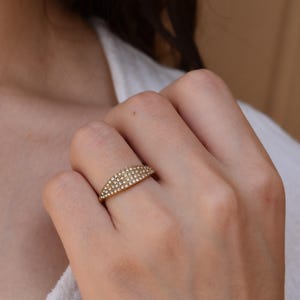 Pave Signet Band Rings · Multi Stone Stacking Rings · Bridesmaid Gift · Gift For Mom Mother Her · WATERPROOF Thin Minimalist Handmade Rings