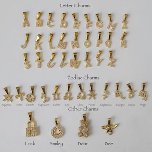 Colgantes con dijes rellenos de oro para collares, pulseras, tobilleras, joyería minimalista de 18 quilates, resistente al deslustre y resistente al agua con piedras de cristal.