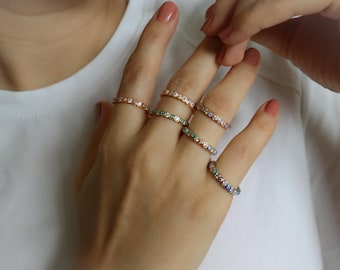 Evil Eye Ring Adjustable Women Open Rings Gold Silver Evil Curse Eye Stackable Ring Colorful Handmade Ring Pinky Ruby Red Gift for Her Woman