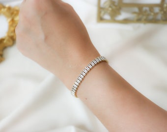 18k Gold Tennis Baguette Women Mens Bracelet Ankle Bracelet Anklet Gold Jewelry Crystal Diamond Zircon Jewelry Waterproof Gold Handmade Set