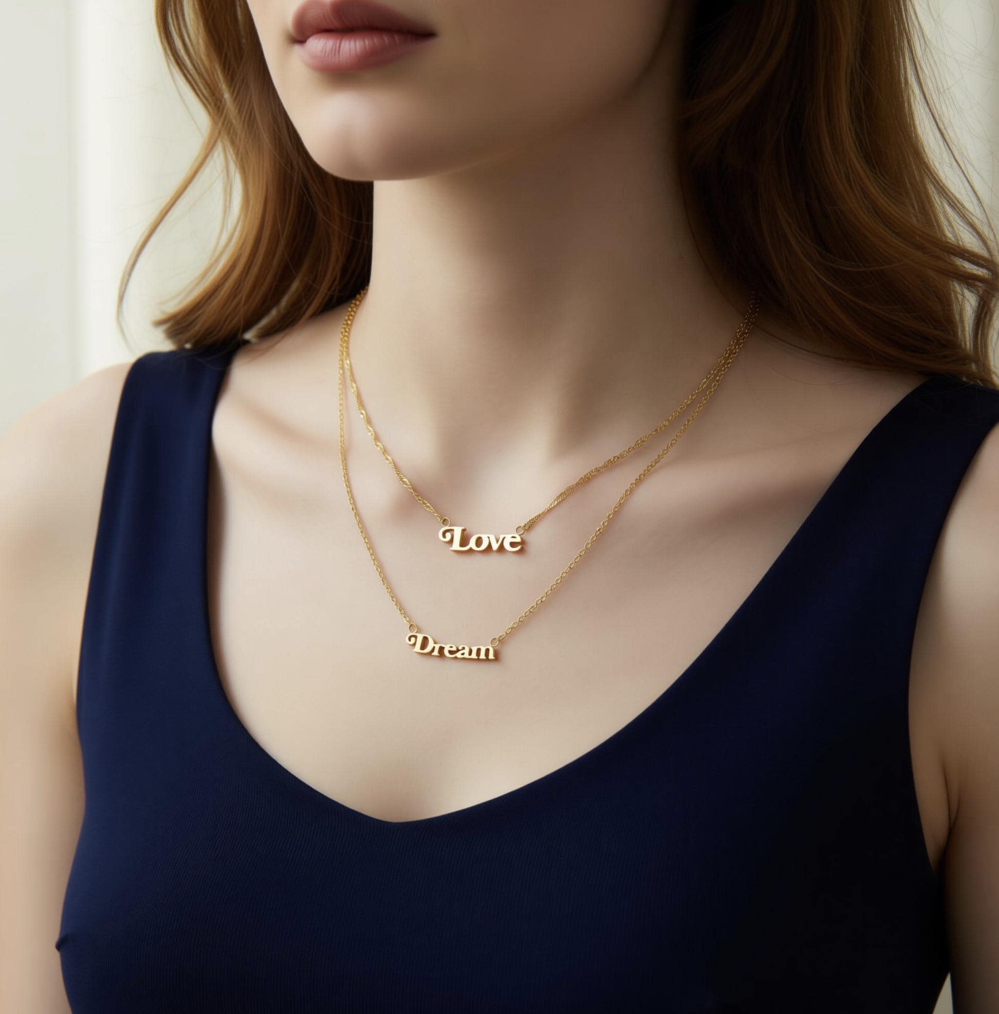 18K Gold Love Dream Pendant Necklace Gold Chain Gift for Lover Her