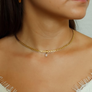18K GOLD FILLED Vintage Style Gemstone Women Choker Necklace - Gold Jewelry Waterproof Necklace Anti Tarnish Zircon Necklace Gift For Women