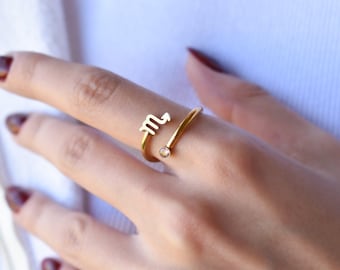 Gold Zodiac Scorpio Pisces Rings • Pisces Birthstone Ring Daily Stacking Ring • Adjustable Rings  • Gemstone  Zodiac Jewelry Birthday Gifts