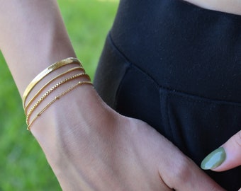 Gold Bracelet - Beaded Bracelet Anklet Gold Filled Chain Pearl Bracelet Waterproof Non Tarnish Everyday Jewelry Gift · Various Chain Options