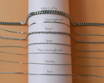 Silver Chain Necklace Twist Rope Dainty Snake Chains Herringbone Necklaces for Women Men Best Gift For Him Dad Father His Christmas Day Gift