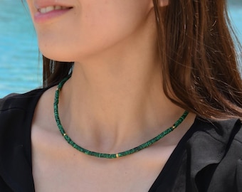 Women Green Beaded Necklaces, Multi Tone Gorgeous Hand Knotted Gem Jewelry WATERPROOF Gold Quartz Turquoise Opal Moss Jewelry Gift For Her