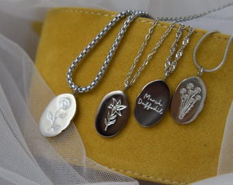 Silver BirthFlower Necklace, Floral Necklace, Flower Necklace, Floral Zodiac Necklace,  Birth Month Gold Necklace, Personalized Gift Jewelry