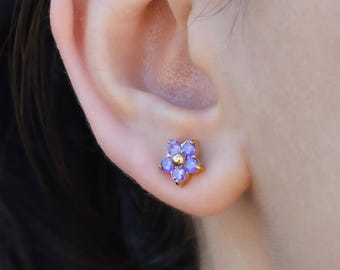 Floral Stud Earrings • White Elegant Sparkling Shining Stunning Crystal Everyday Stud Piercing Earrings • Best Gift For Her Women MySelf