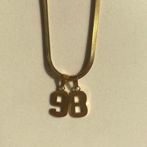 18k Gold Trendy Number Pendant Necklace Years Number 0 1 2 3 4 5 6 7 8 9 Digit Necklace Vintage Necklace Gift for Her Waterproof Non Tarnish image 2