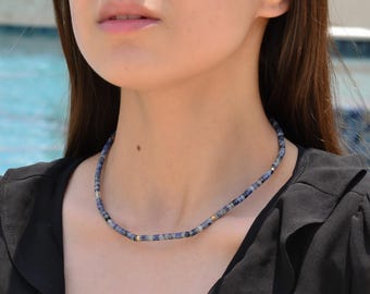 Women Bead Necklaces, Gorgeous Hand Knotted Gem Jewelry WATERPROOF Gold Quartz Turquoise Opal Moss Jewelry Gift For Her