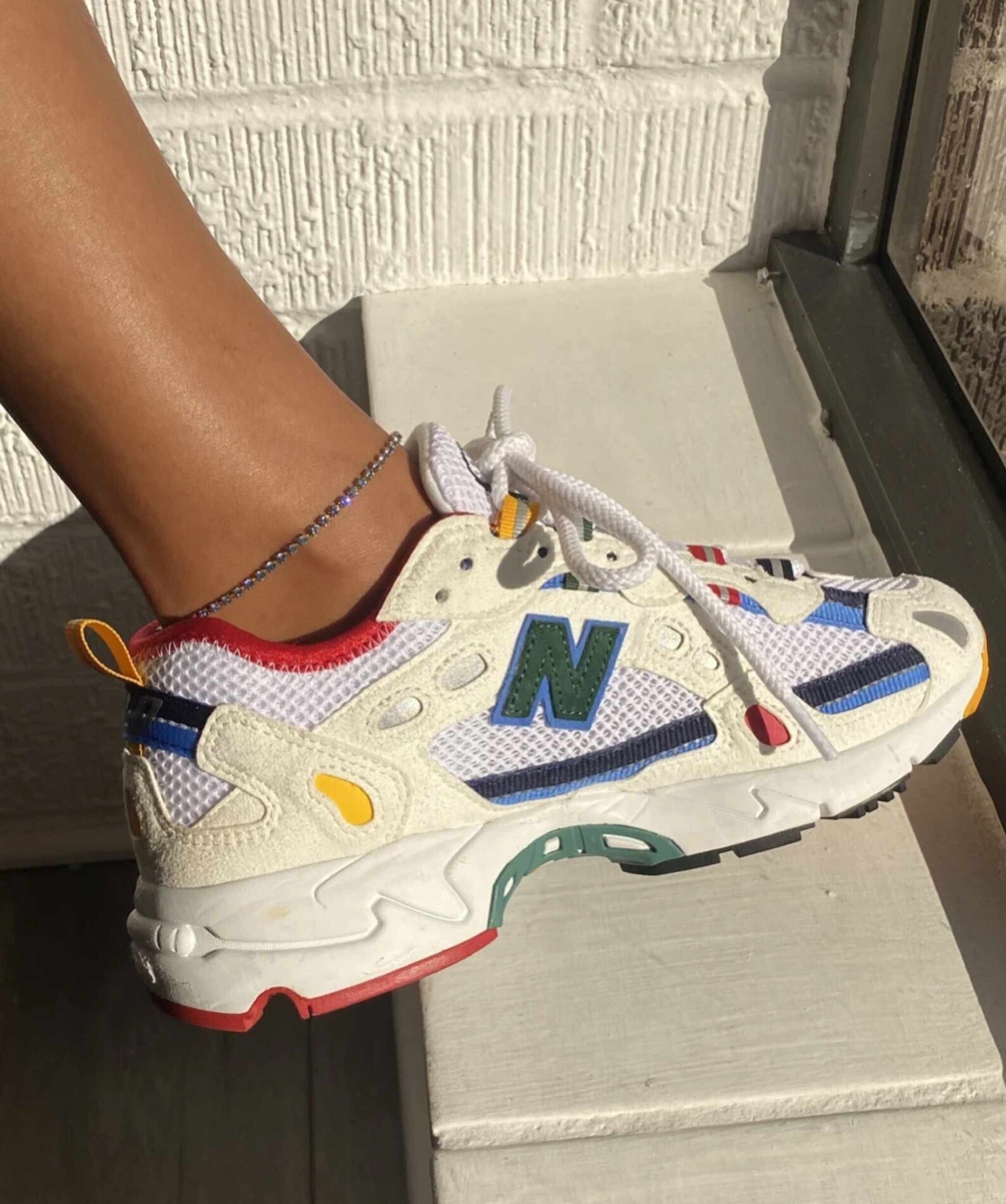 Colorful Stone Baguette Anklet Ankle Tennis Bracelet Set Rose Etsy