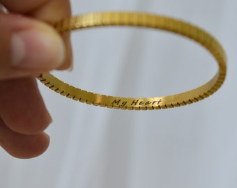 Custom Personalized 18K Gold Bangle Cuff Diamond Bracelet Crystal Zircon Laid Bracelet Set Gift Her Minimalist Jewelry WATERPROOF Bracelet