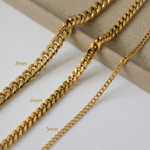 Gold Curb Miami Chain Bracelet Anklet Gold Watch Bracelet Stainless Steel Waterproof Non Tarnish gift Gold Anklet Gold Filled Women Necklace