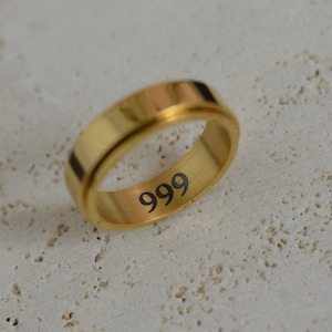 Fidget Spinner Rings Men Man Gold Filled Fidget Ring 999 Spinner Ring Women Mens Stainless Steel Spinner Finger Angel Number Waterproof Ring