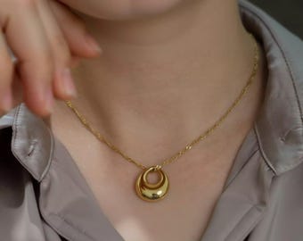 Gold Rain Drop Pendant Necklace Dainty Twist Cable Chain • Women Pendant Necklace • SET Vintage Waterproof Dainty Her Birthday Jewelry Gift