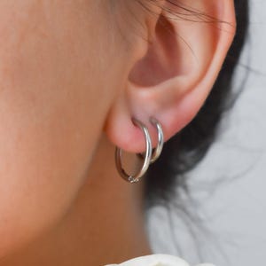 Silver Hoop Earrings 40mm 50mm Large Stainless Hoops Casual Nigh Out Going Out Hoops Simple Earrings for Him Women Girl WATERPROOF Jewelry