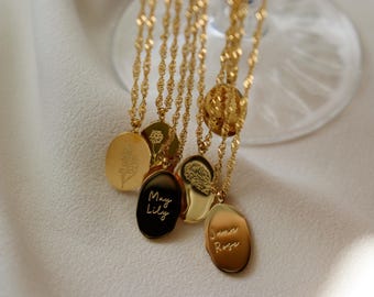 GOLD Birth Flower Necklace | Floral Necklace, Birthday Necklace, Zodiac Necklace Birth Month Christmas Women Gift for Her WATERPROOF Jewelry