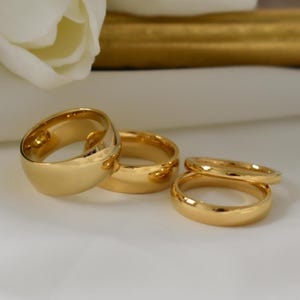 Gold Wedding Band Rings Engrave Ring · Remember Ring · Stackable Rings · Couple Rings · Promise Rings · WATERPROOF Non Tarnish Women Rings