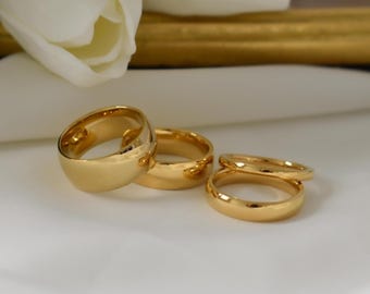 Gold Wedding Band Rings Engrave Ring · Remember Ring · Stackable Rings · Couple Rings · Promise Rings · WATERPROOF Non Tarnish Women Rings