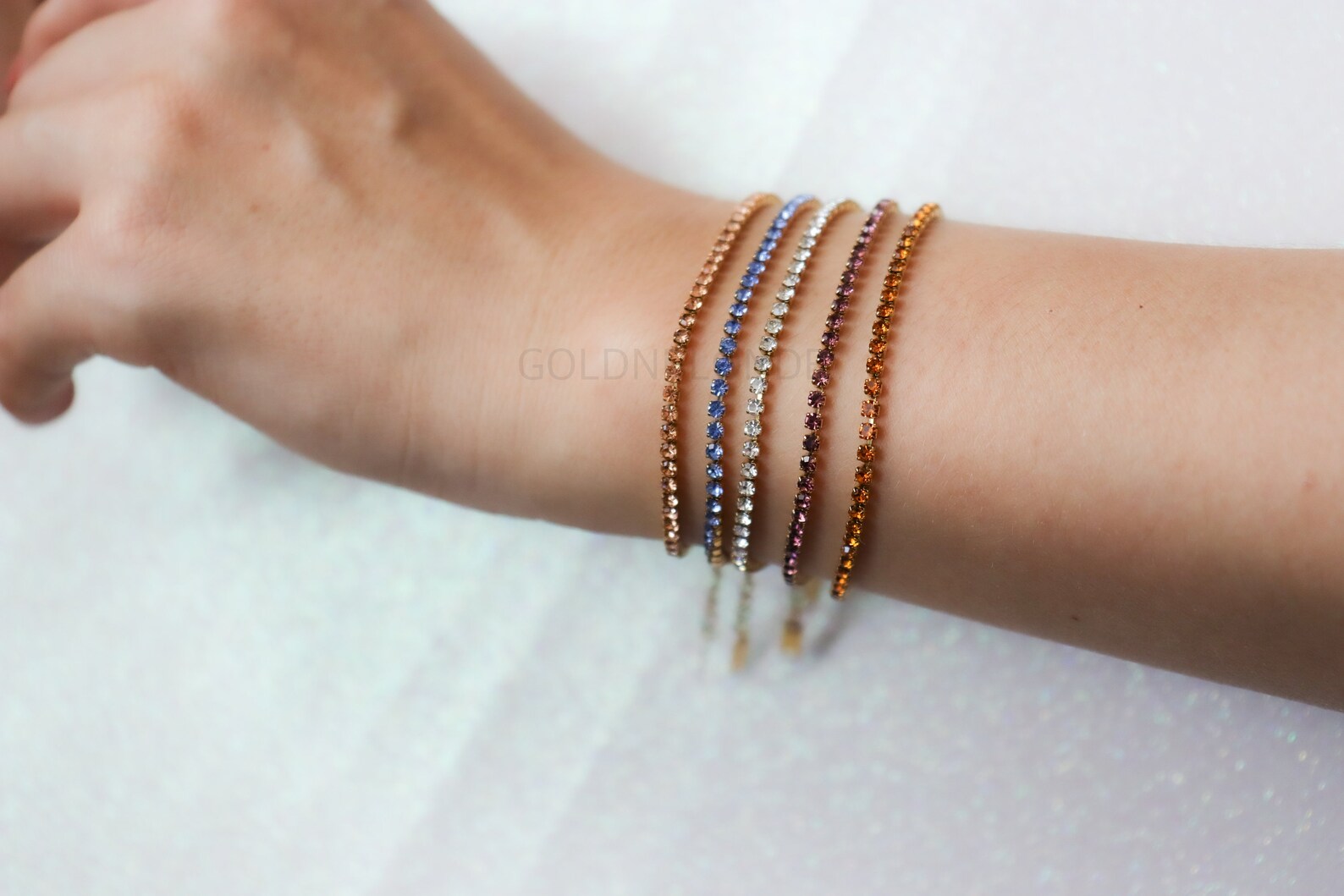 Colorful Stone Baguette Anklet Ankle Tennis Bracelet Set Rose Etsy