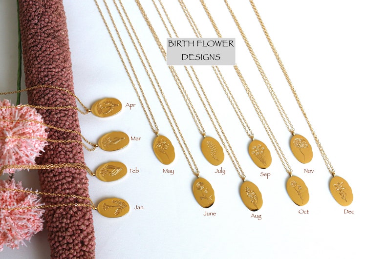 Gold Filled Birth Flower Necklace, Floral Necklace, Birthday Necklace, Zodiac Necklace, Birth Month Christmas Women Gift, Waterproof Jewelry image 6